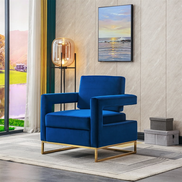 Velvet Armchair Accent Chair With Gold Base SLEERWAY 360° Swivel