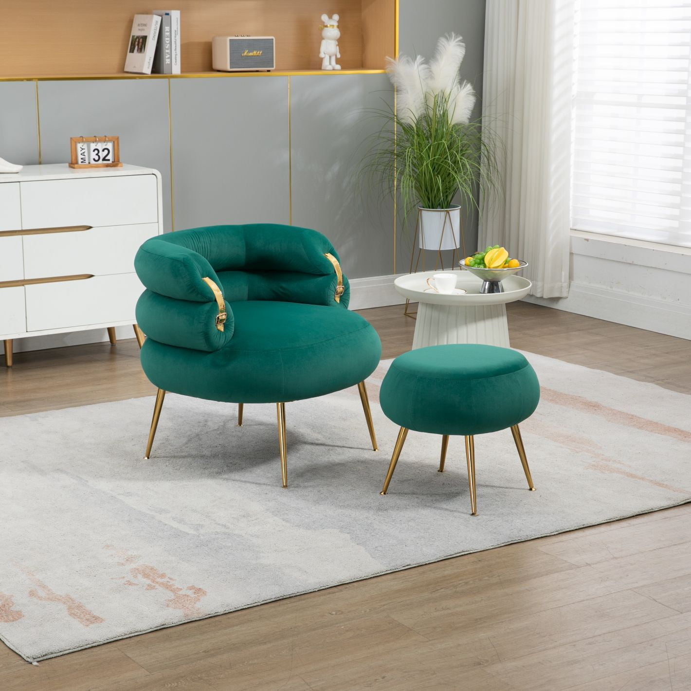 Modern Velvet Accent Chair With Ottoman Nigeria Ubuy