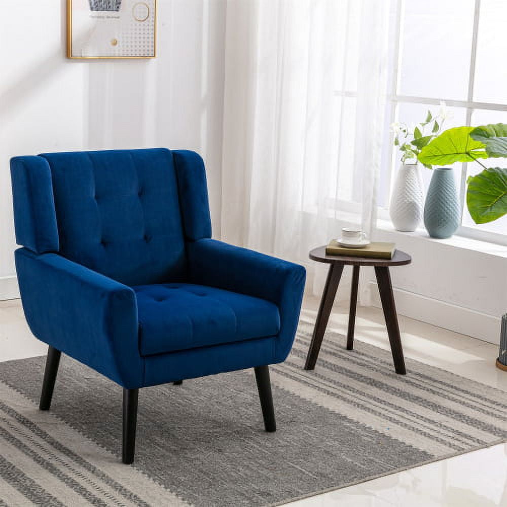 Velvet Accent Chair, Modern Upholstered Linen Tufted Back Lounge Chair ...