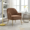 thumbnail image 1 of Velvet Accent Chair, Modern Upholstered Reading Chair with Backrest and Armrest, Soft Ergonomic Leisure Chair Vanity Chair with Gold Adjustable Legs for Living Room Bedroom Apartment, Coffee, 1 of 7