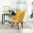 thumbnail image 1 of Velvet Accent Chair, Modern Upholstered Side Armchair with Wood Legs, Tufted Button Wingback Sofa Chairs Tall Back Reading Chair for Living Room, Bedroom, Reading Room, Yellow, 1 of 7