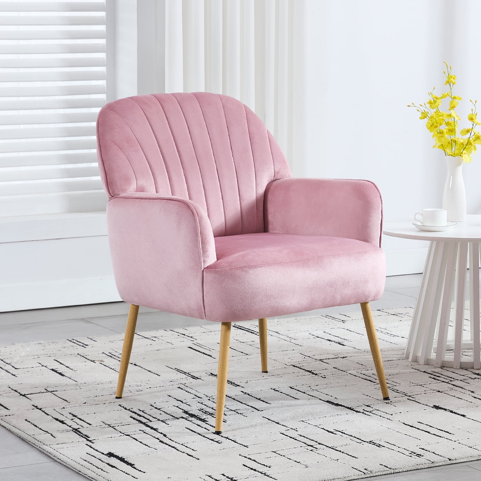 Velvet Accent Chair, Modern Upholstered Single Sofa Side Living