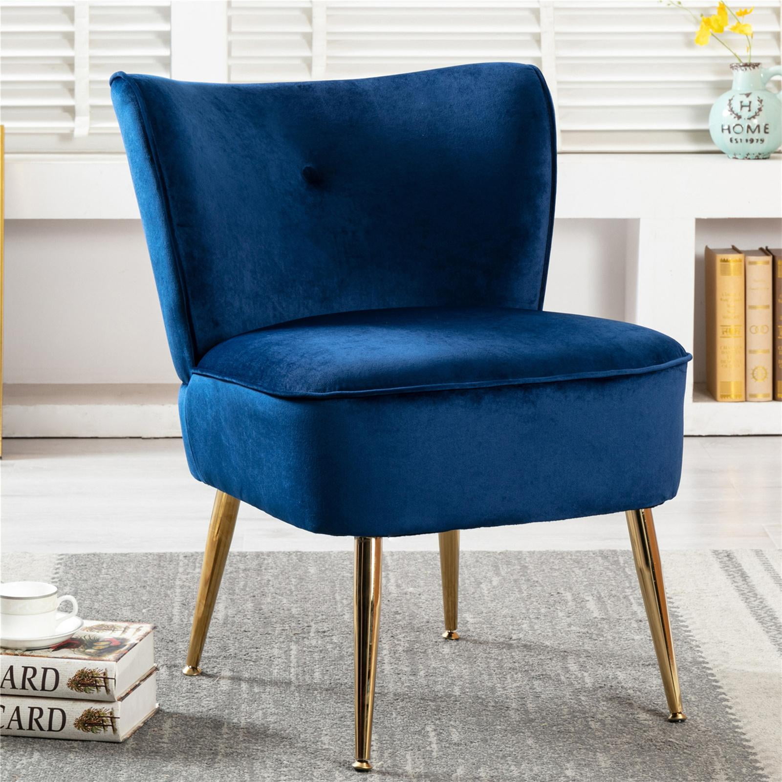Velvet Accent Chair Modern Upholstered Sofa with Mid Back