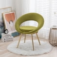thumbnail image 1 of Velvet Accent Chair, Modern Vanity Chair with Curved Hollow Backrest and Golden Metal Legs, Comfy Conversation Lounge Chair Leisure Armchair for Living Room Bedroom Office, Olive Green, 1 of 9