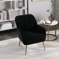 thumbnail image 1 of Syngar Modern Accent Chair for Living Room, Comfy Upholstered Leisure Chair with Arm and Back for Bedroom, Velvet Vanity Chair for Makeup Room, Home Arm Chair with Solid Metal Legs Support, Black, 1 of 10