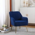 thumbnail image 1 of Velvet Accent Chair, Modern Wingback Armchair with Gold Metal Legs, Comfy Single Sofa Chair Side Chair with Tufted Backrest and Armrests, Upholstered Reading Chair for Living Room, Bedroom, Navy, 1 of 7
