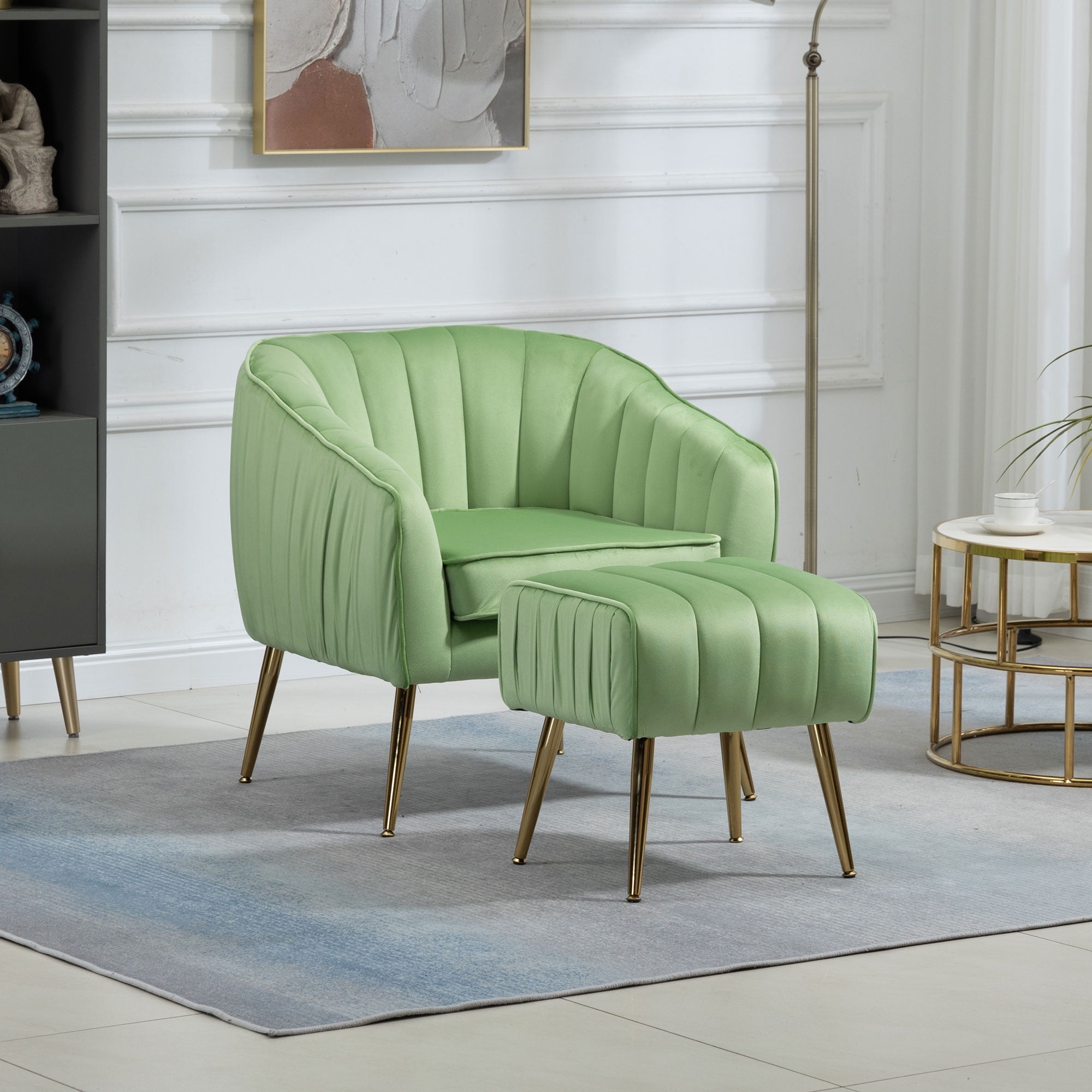 Velvet chair sale and ottoman set