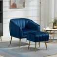 thumbnail image 1 of Velvet Accent Chair with Ottoman,Modern Upholstered Sofa Chair with Padded Seat Cushion & Backrest, Comfy Lounge Chair with Gold Metal Legs and Footrest,Reading Chair for Living Reading Room Bedroom, 1 of 7