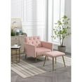 thumbnail image 1 of Velvet Accent Chair with Ottoman Modern Upholstered Tufted Armchair, Comfy Single Sofa Chair with Golden Metal Legs and Adjustable Arms for Living Room Bedroom Reading Room Office, Pink, 1 of 1