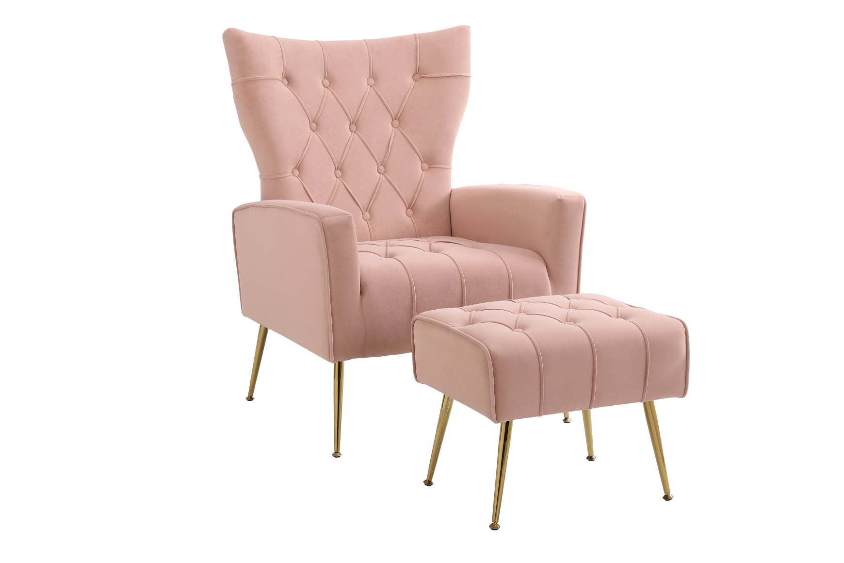 Velvet Accent Chair with Ottoman, Upholstered Chair and Ottoman Set ...