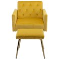 thumbnail image 1 of Velvet Accent Chair Recliner Armchair with Adjustable Armrests and Backrest Button Tufted Lounge Chair with Ottoman Single Sofa Chairs for Living Room Bedroom, Yellow, 1 of 7