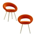 thumbnail image 1 of Velvet Accent Chair Set of 2, Modern Conversation Lounge Chair with Golden Plated Legs, Upholstered Single Sofa Chair Leisure Reading Chair with Hollow Back for Living Room Bedroom Office, Orange, 1 of 8