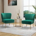thumbnail image 1 of Velvet Accent Chair Set of 2 Upholstered Adult Side Chairs Gold Leg Home Bedroom Green, 1 of 11