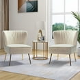 thumbnail image 1 of Velvet Accent Chair Set of 2,Upholstered Adult Side Chairs Gold Metal Leg Home Bedroom Tan, 1 of 12