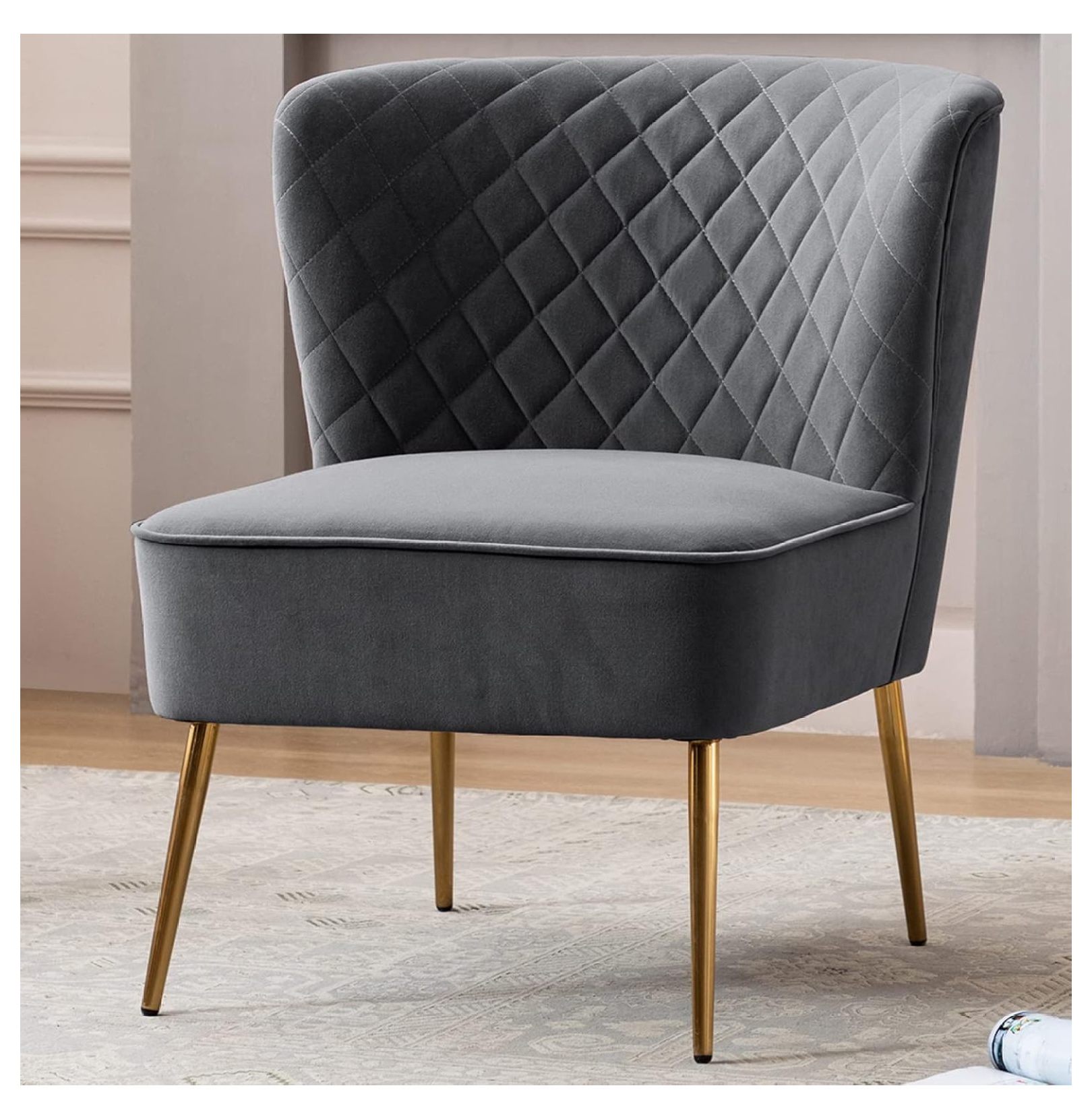 Velvet Accent Chair, Slipper Chair,Vanity Chairs Makeup Chair with Back ...