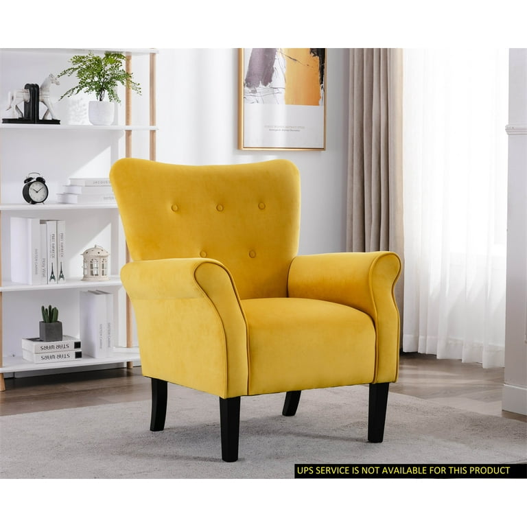 Velvet Accent Chair with Solid Wood Legs,Upholstered Armchair