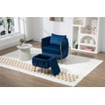 thumbnail image 1 of Velvet Accent Chair with Storage Ottoman Set of 2,Modern Tufted Upholstered Armchair,Leisure Reading Chair Side Chair,Tufted Barrel Chair with Gold Metal Legs for Living Room Bedroom,Navy, 1 of 7