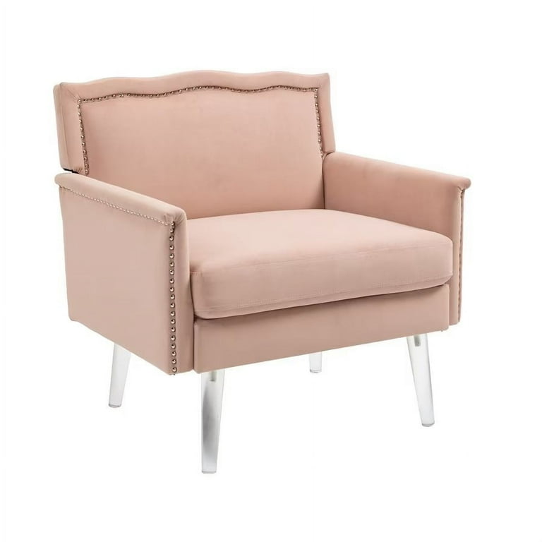 Velvet Accent Chair with Transparent Acrylic Legs, Single Sofa