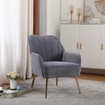thumbnail image 1 of Velvet Accent Chair, Upholstered Accent Chair Armchair with Metal Legs, Comfy Barrel Chair Reading Chair Lounging Chair Side Chair, Leisure Single Sofa Chair for Bedroom, Living Room and Office, Beige, 1 of 7