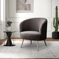 thumbnail image 1 of Velvet Accent Chair, Upholstered Barrel Chair Armchair, Comfy Single Sofa Vanity Chair with Golden Metal Legs and Padded Seat, for Bedroom Living Room Office, Grey, 1 of 7