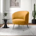 thumbnail image 1 of Velvet Accent Chair, Upholstered Barrel Chair Armchair, Comfy Single Sofa Vanity Chair with Golden Metal Legs and Padded Seat, for Bedroom Living Room Office, Mustard, 1 of 7