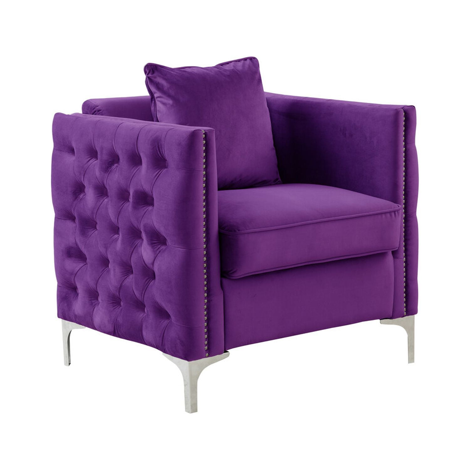 Bayberry Elegance Purple Velvet Handcrafted Accent Chair