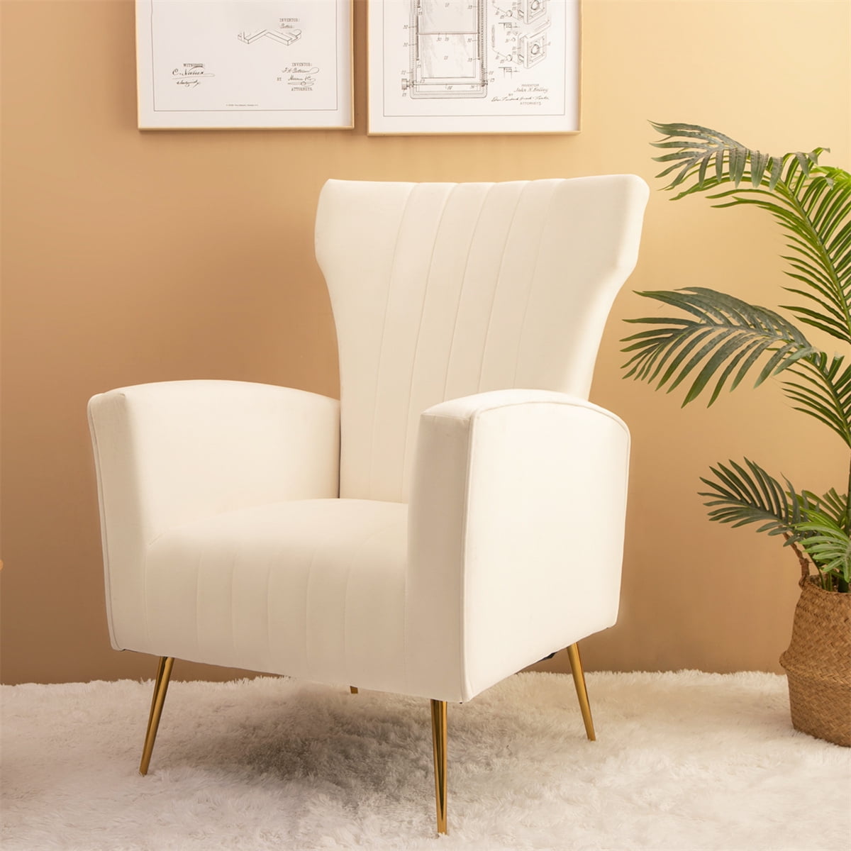 White velvet wingback chair new arrivals
