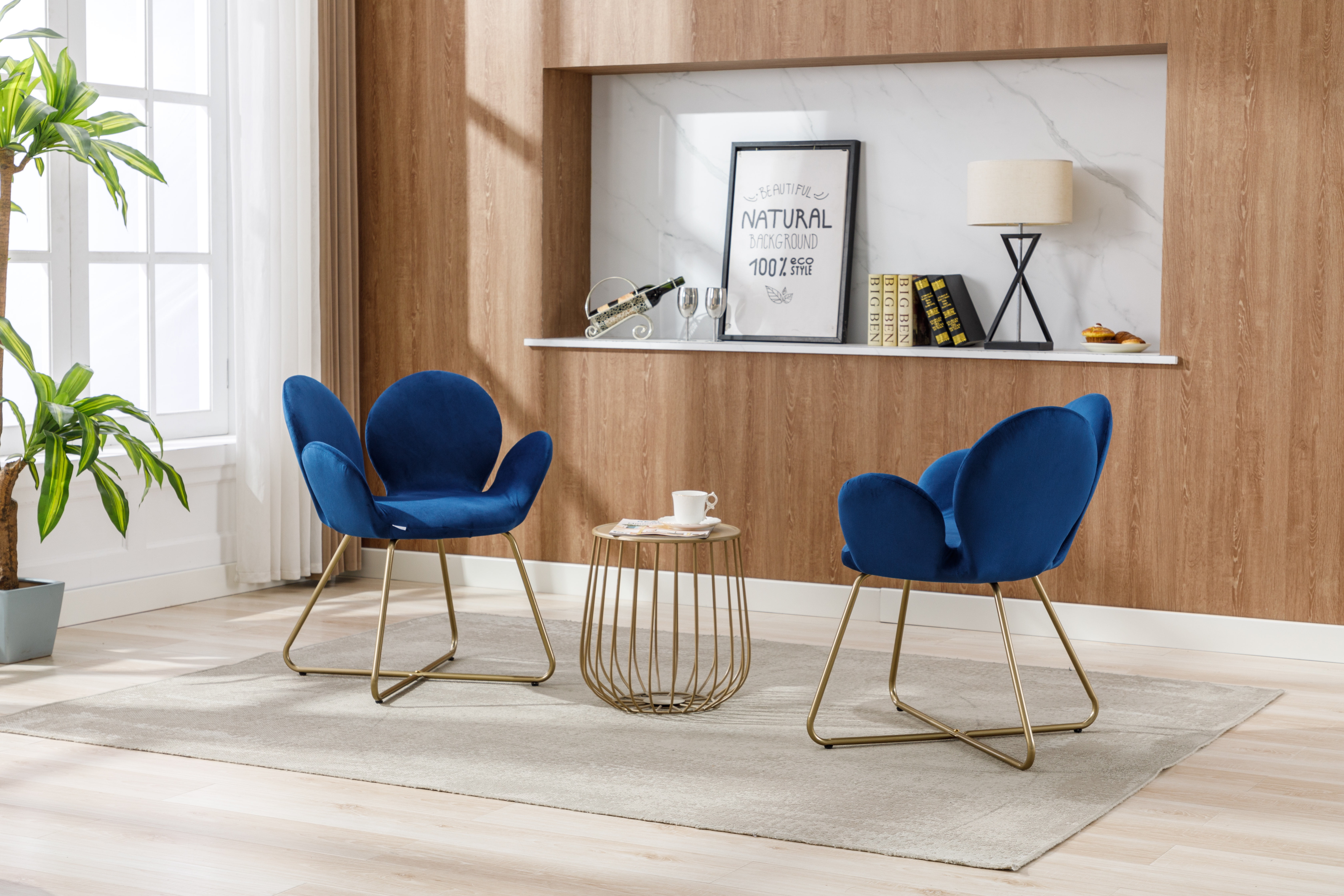 Velvet Accent Chairs Set of 2 Comfy Cute Upholstered Dining Chair