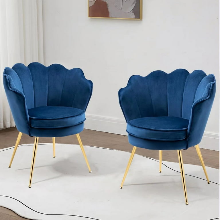 Velvet Accent Chairs Set of for Living Room, Mid Century Modern