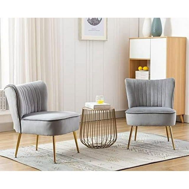 Velvet Accent Chairs Upholstered Side Chairs MidCentury Modern Slipper