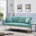thumbnail image 1 of Velvet Accent Sofa, Convertible Futon Sofa Bed with Metal Feet, Modern Upholstered Folding Sofa Bed Recliner Couch Sofa with Two Couch Pillows, Loveseat Sofa Bed for Living Room Bedroom, Mint Green, 1 of 7