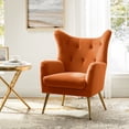thumbnail image 1 of Velvet Armchair Wingback Home Lounge Single Sofa Upholstered Tufted Accent Chair Golden Leg Living Room Adult Orange, 1 of 7