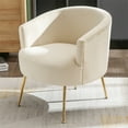 thumbnail image 1 of Velvet Armchair With Upholstered and Gold Metal Legs,Accent Tub Barrel Chair with Ergonomic backrest,Reading Chair for Living Room Bedroom Reception Room,Weight Capacity 250lbs, Beige, 1 of 7