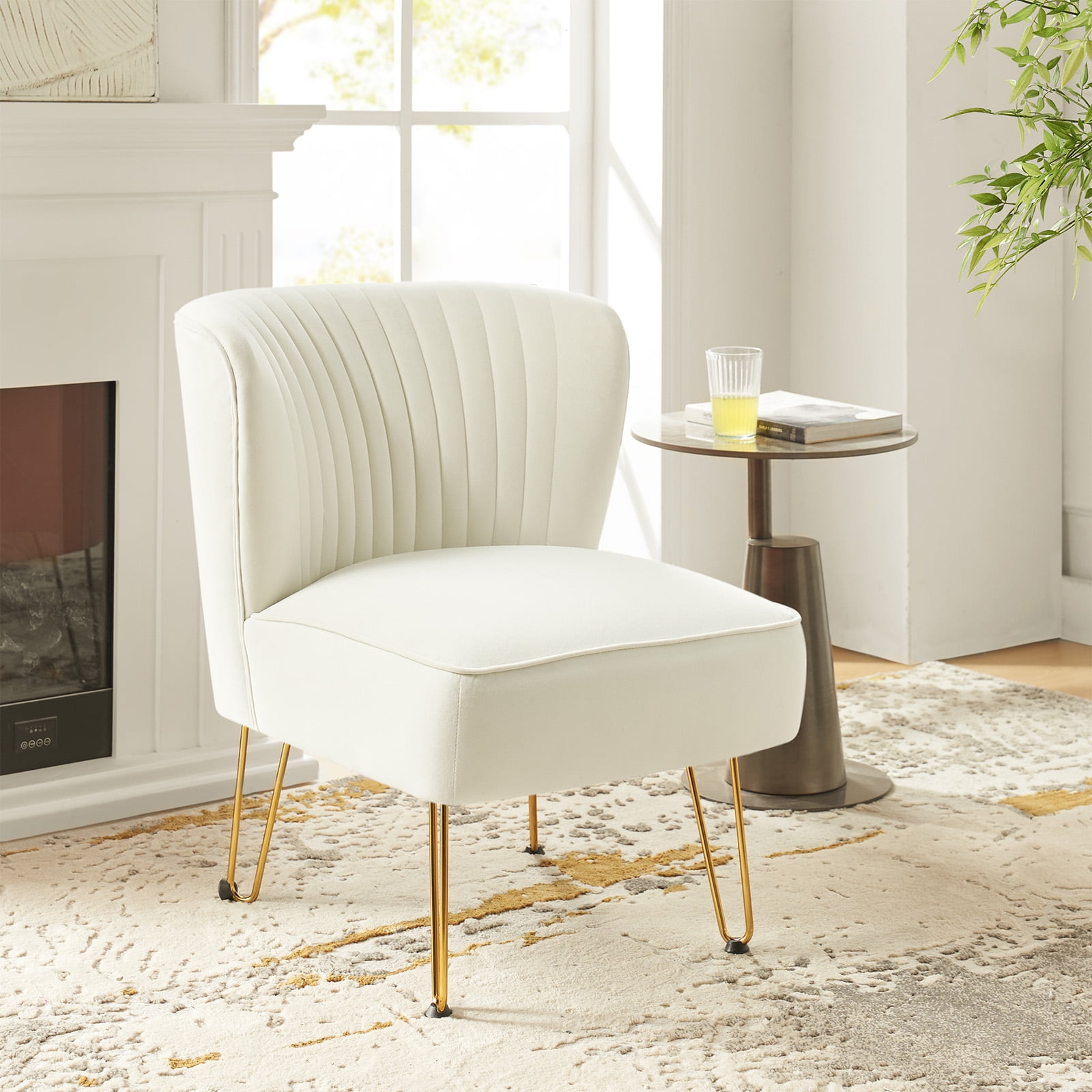 Cream accent chair with gold legs discount