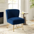 thumbnail image 1 of Velvet Armless Accent Chair Gold Metal Legs Modern Upholstered Single Sofa Side Chair Home Living Room Navy, 1 of 7