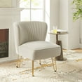 thumbnail image 1 of Velvet Armless Accent Chair Gold Metal Legs Modern Upholstered Single Sofa Side Chair Home Living Room Tan, 1 of 7
