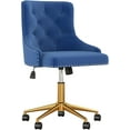 thumbnail image 1 of Velvet Armless Home Office Desk Chair, Swivel Height-Adjustable Small Cute Vanity Chair for Women/Girls, Comfy Makeup Chair with Rivet and Gold Base for Living Room, Bedroom(Blue), 1 of 18