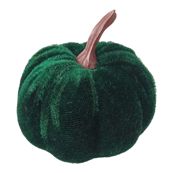 Velvet Artificial Small Pumpkins, 2.76 Inch Flocked Pumpkins for Fall Table Centerpiece, Thanksgiving, Harvest, Home Tray Accent, Seasonal Mantel, Shelf, Window & Cabinet Displays,Dark Green