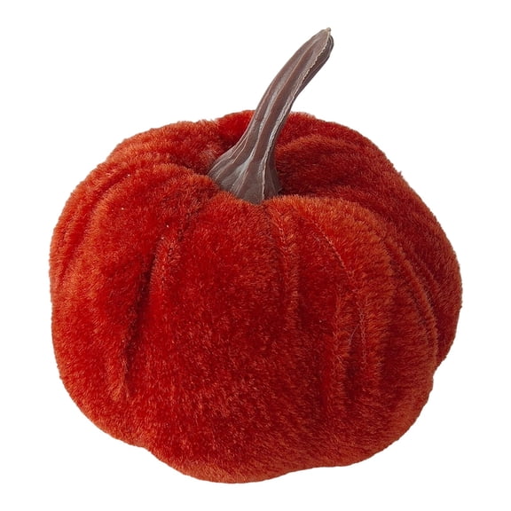 Velvet Artificial Small Pumpkins, 2.76 Inch Flocked Pumpkins for Fall Table Centerpiece, Thanksgiving, Harvest, Home Tray Accent, Seasonal Mantel, Shelf, Window & Cabinet Displays,Dark Orange
