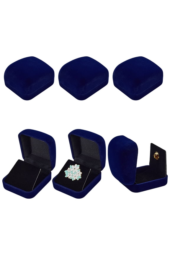 Velvet Badge Package Boxes Rectangle Midnight Blue 5.3x5.85x3.5cm