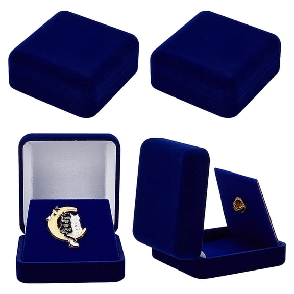 Velvet Badge Packaging Box Square Midnight Blue 7x6.7x2.95cm