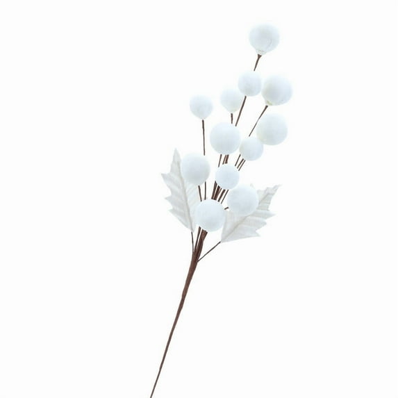 Velvet Bagged Ball Decorations with Branches Christmas Velvet Ball Ornaments DIY Crafts for Holiday Family Party Decor (White)