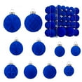 thumbnail image 1 of Velvet Ball Christmas Ornaments Set - 46pcs 3 Sizes Flocked Shatterproof Christmas Tree Decorations Plastic Xmas Decorative Hanging Ornaments for Holiday Home Decor(Blue), 1 of 5