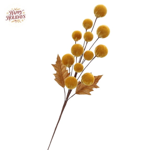 Velvet Ball Decorative Branches, Indoor Outdoor Christmas Xmas Decor, Faux Floral Stem Decorations for New Year Vase Arrangement Indoor Outdoor Layout