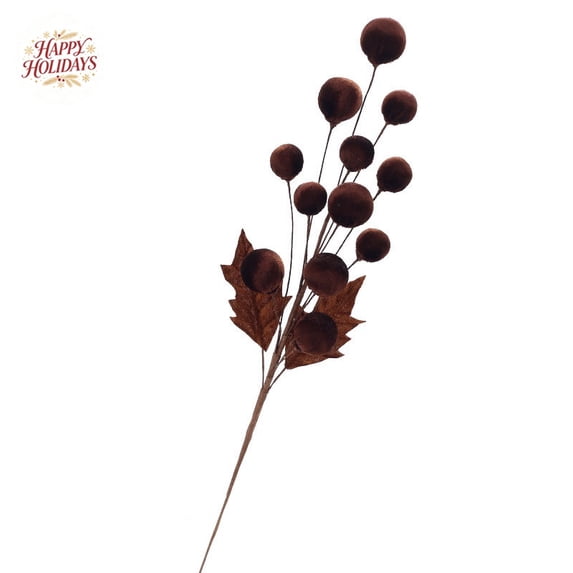Velvet Ball Decorative Branches, Indoor Outdoor Christmas Xmas Decor, Faux Floral Stem Decorations for New Year Vase Arrangement Indoor Outdoor Layout