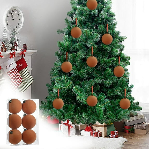 Velvet Ball Ornament Set 6-Pack 3.15in Hanging Decorative Flocked for Christmas Tree Baby Shower Birthday Party Girls Easy Hang Soft Colorful Holiday Home Table Accent