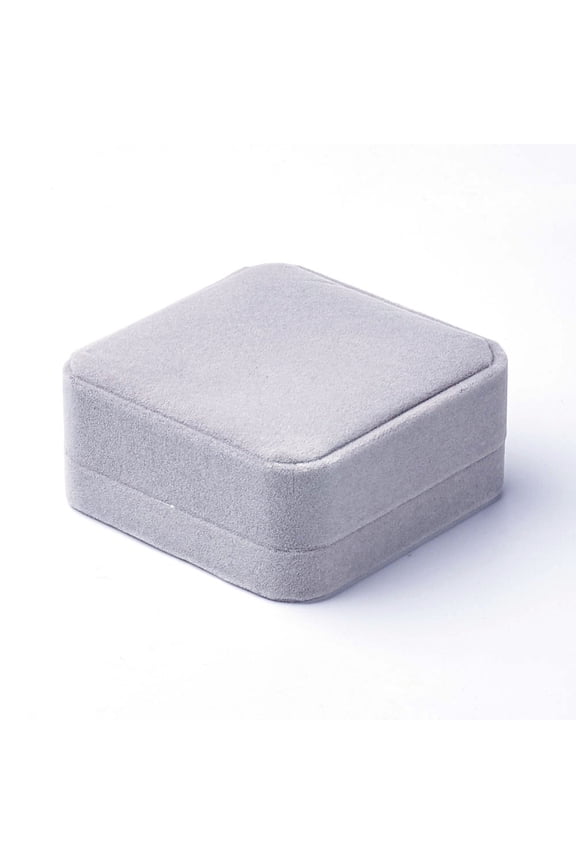 Velvet Bangle Bracelet Boxes Jewelry Gift Boxes Square Light Grey 9x9.1x4.1cm