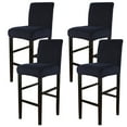 thumbnail image 1 of Velvet Bar Stool Cover, Stretch Pub Counter Height Side Chair Slipcover Removable Washable Dining Chair Covers Protector for Dining Room Kitchen Cafe Furniture Chair-Navy-4 PCS, 1 of 8