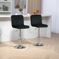Velvet Bar Stool Set of 2, Adjustable Height Upholstered Armless