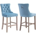 thumbnail image 1 of Velvet Bar Stools Set of 2 - 27" Seat Height Barstool, Bar Chairs Fit Counter or Bar Height, Kitchen Stools for Island, Tufted Back, Wood Frame, Upholstered (Light Blue, Set of 2), 1 of 11